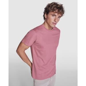 A pink Breda T-Shirt displayed on a model, showcasing a classic fit and crew neckline.