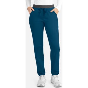 A pair of women's contrast e-band cargo pants in a deep teal colour, featuring a drawstring waist and side pockets.