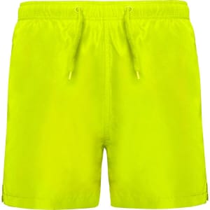 Bright yellow Aqua Swimming Shorts featuring an elasticated waistband and drawstring, ideal for summer activities.