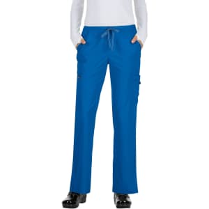 Bright blue cargo pants with a drawstring waist and side pockets, designed for comfort and practicality.