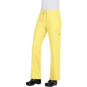 A pair of yellow pants with a drawstring waist and side pockets, suitable for casual wear.