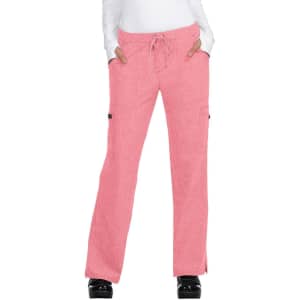 Pink Holly Pant with an elastic waistband and pockets, featuring a casual design and a logo on the side.