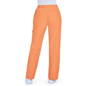 Orange pants with a loose fit and multiple pockets, displayed on a mannequin. The item features an elastic waistband.