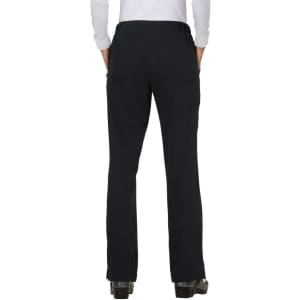 A pair of black pants with a fitted design, featuring multiple pockets and a streamlined silhouette.