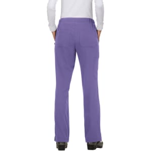 Purple pants with cargo pockets, featuring a back view. The pants have a fitted design and visible stitching.