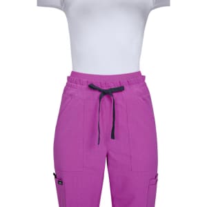 Freda Wide Leg Pant in vibrant pink with an elastic waistband and black drawstring, featuring pockets.