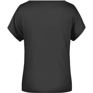A black casual T-shirt with short sleeves, featuring a simple design and no visible logos or graphics.