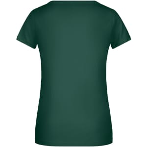 A dark green ladies T-shirt with a crew neck and short sleeves. The back view is displayed.