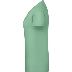 A light green ladies' T-shirt with short sleeves and a fitted silhouette. It features a logo on the side.