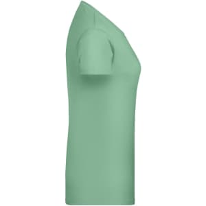 A green Ladies Basic-T shirt displayed from the side, featuring a fitted silhouette and short sleeves.