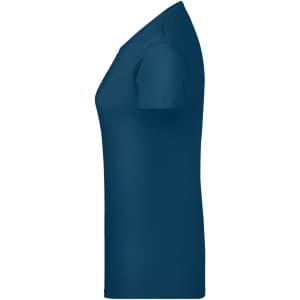 A navy blue ladies' T-shirt featuring a classic fitted design and a small logo on the side.