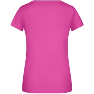 A vibrant pink Ladies Basic-T shirt featuring a simple, short-sleeve design with a smooth back.