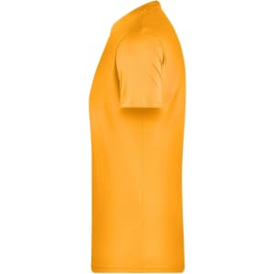 A short-sleeved men's t-shirt in vibrant orange, featuring a smooth fabric and a fitted silhouette. Includes a logo.