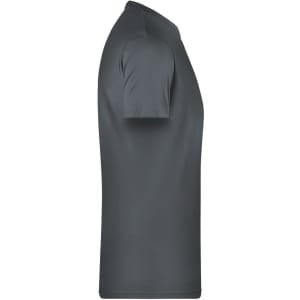A grey Men's Basic-T shirt with short sleeves, featuring a simple design and a logo.