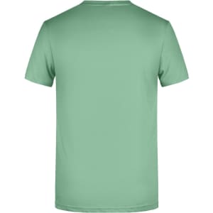 A mint green men's t-shirt featuring a plain back and a small logo at the neck.
