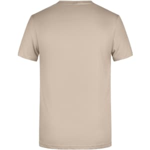 A beige men's T-shirt with a plain back design. The shirt has a standard fit and short sleeves.