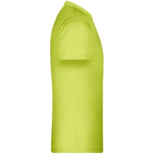 A bright lime green boys' t-shirt with short sleeves and a fitted design. It features a branding logo.