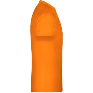 An orange Boys Basic-T shirt displayed from the side, featuring a simple design and a logo.