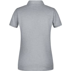 A light grey ladies' basic polo shirt featuring a classic design and a collar. The back view showcases the smooth fabric.