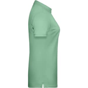 A ladies' basic polo shirt in a soft mint green colour, featuring a collar and short sleeves.