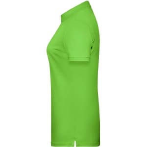 A ladies basic polo shirt in bright green, featuring a classic polo collar and short sleeves.