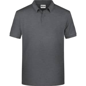A grey men's polo shirt with a classic collar and short sleeves. It features a logo on the chest.