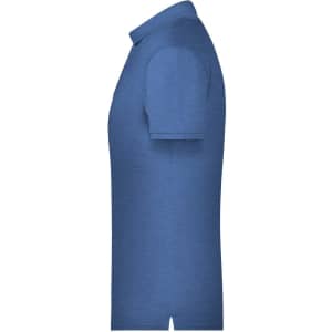 A blue men's basic polo shirt featuring short sleeves and a simple design, with a logo on the front.