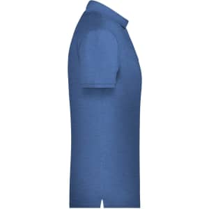 A blue men's basic polo shirt with a collar and short sleeves, featuring a logo on the chest.
