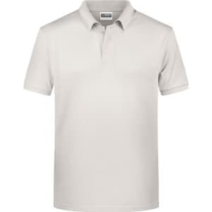 A light grey men's basic polo shirt with a collar and short sleeves. It features a logo on the chest.
