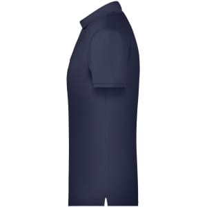 A navy blue men's basic polo shirt with a classic collar and short sleeves. It features a logo on the chest.