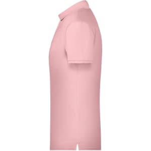 A pink men's basic polo shirt featuring a classic design and a logo on the chest.