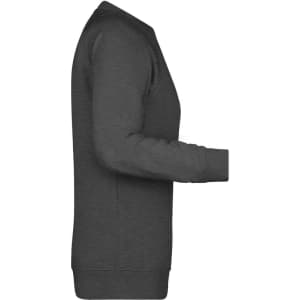 A grey jumper with long sleeves and a crew neck, featuring a solid colour design and a logo.