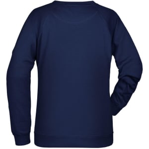 A navy ladies sweat jumper featuring a simple design and a round neckline with long sleeves.