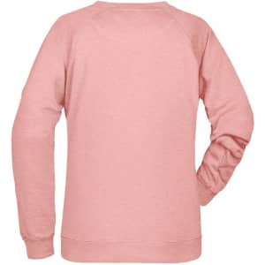 A pink ladies sweat jumper featuring long sleeves and a relaxed fit, with a simple design and no visible branding.