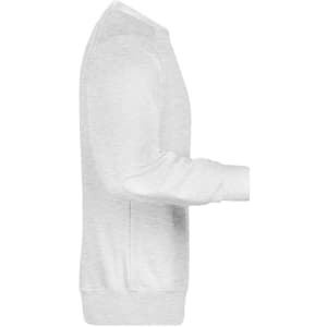 A light grey men's sweater with long sleeves and a ribbed hem. The design is simple and features a logo.