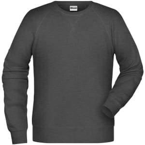 A charcoal grey men's sweatshirt with a crew neckline and long sleeves, featuring a logo.