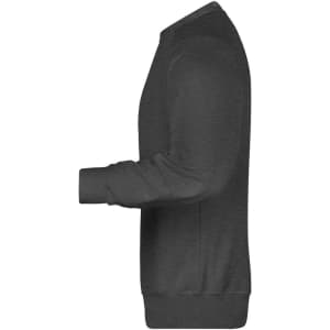 A grey men's jumper with long sleeves and ribbed cuffs, featuring a logo on the side.