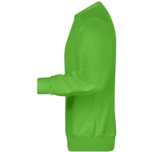 A bright green men's jumper with long sleeves, featuring a crew neck and ribbed cuffs.