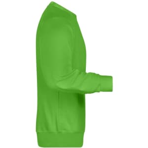 A green men's jumper features a crew neck and long sleeves, with a simple design and logo.