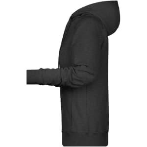 A charcoal grey ladies hoodie featuring a hood and long sleeves, with a simple design and a logo.