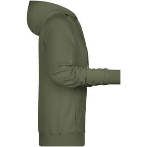 A green ladies hoodie with a fitted design, featuring a hood and long sleeves. There is a logo present.