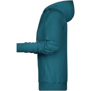 A teal ladies hoodie featuring a hood and long sleeves, with a simple design and no visible logos.