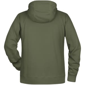 A green men's hoodie featuring a hood and long sleeves, with a simple, clean design and no visible logos.