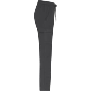 A pair of grey mens lounge pants with pockets and an adjustable drawstring waistband.