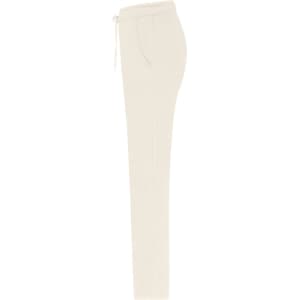 Cream men's lounge pants featuring a drawstring and side pockets. The pants have a simple design and a fitted silhouette.