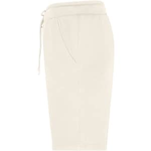 Light beige men's lounge shorts with an elastic waistband and pockets, featuring a logo.