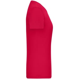 A red Ladies T-shirt with a 1:1 ribbed design, featuring short sleeves and a fitted silhouette.