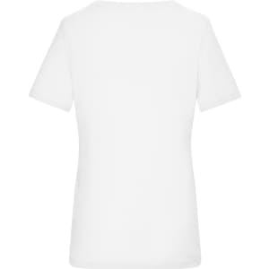 A white ladies' T-shirt with a 1:1 rib design, featuring short sleeves and a fitted silhouette.