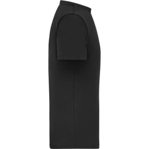 A black men's T-shirt featuring a 1:1 rib design, shown from the side. It has short sleeves and a simple silhouette.