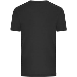 A black men's t-shirt with a 1:1 rib design, featuring a plain back and no visible logo or branding.